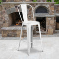 Distressed White Metal Stool, PK4
