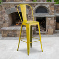 Distressed Yellow Metal Stool, PK4
