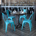 Crystal Teal-Blue Metal Indoor-Outdoor Stackable Chair, PK4