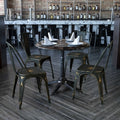 Distressed Copper Metal Indoor-Outdoor Stackable Chair, PK4
