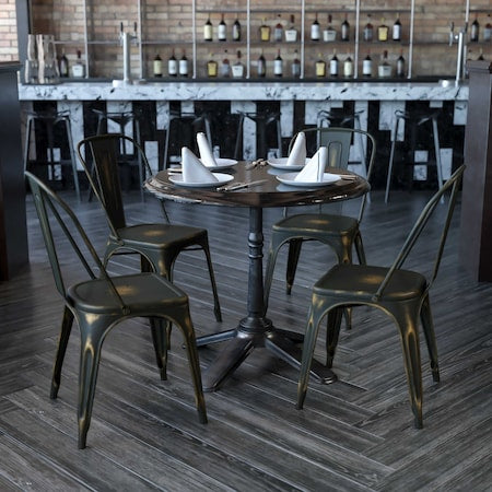 Distressed Copper Metal Indoor-Outdoor Stackable Chair, PK4