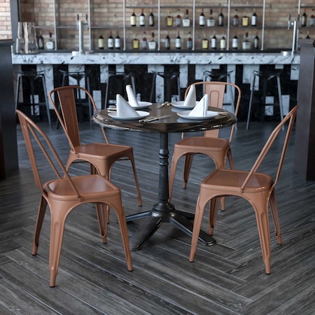 Copper Metal Indoor-Outdoor Stackable Chair, PK4