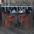 Distressed Kelly Red Metal Indoor-Outdoor Stackable Chair, PK4