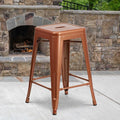 4PK 24" High Backless Copper Counter Height Stool