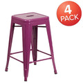 4PK 24" High Backless Purple Counter Height Stool