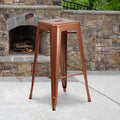 4 " High Backless Copper Metal Barstool, PK4