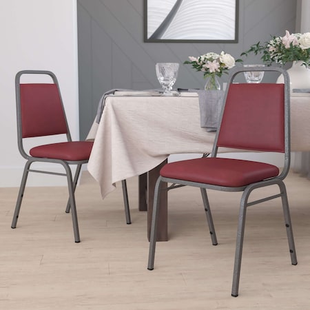 Burgundy Vinyl Banquet Chair, PK4
