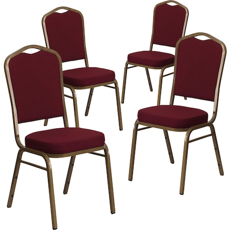 Burgundy Fabric Banquet Chair, PK4