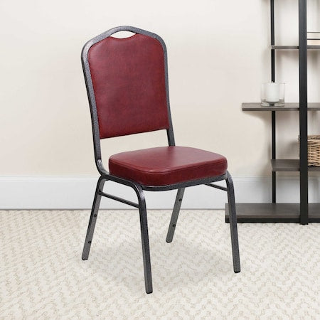 Burgundy Vinyl Banquet Chair, PK4
