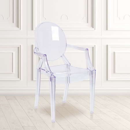 Max Ghost Chair with Arms in Transparent Crystal, PK4