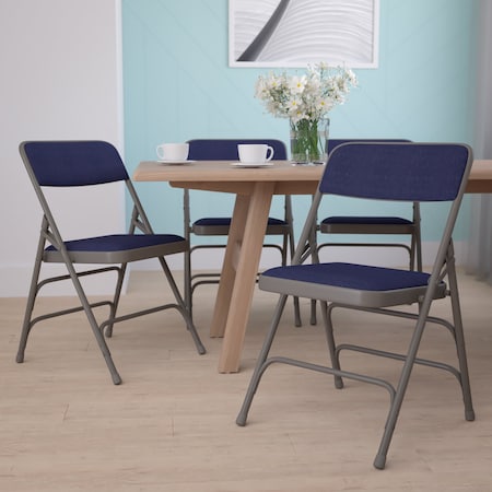Navy Fabric Folding Chair, PK4