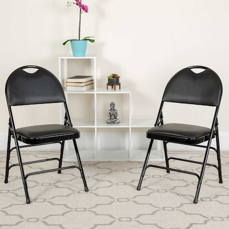 Black Vinyl Folding Chair, PK4