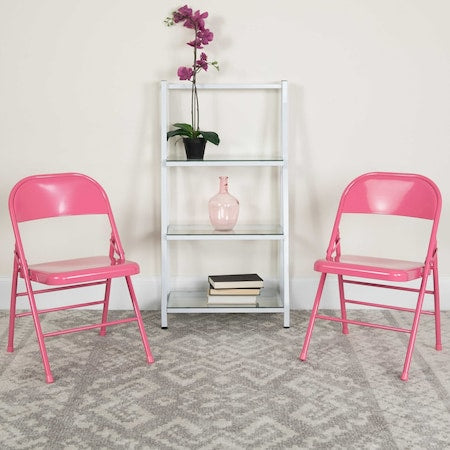Bubblegum Pink Folding Chair, PK4