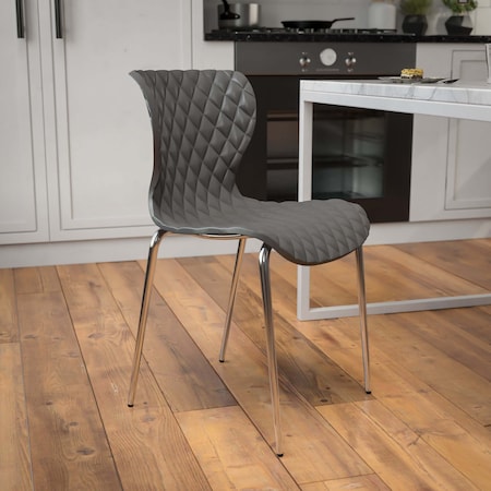Lowell Contemporary Design Gray Plastic Stack Chair, PK4