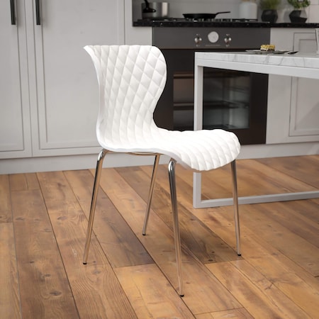 Lowell Contemporary Design White Plastic Stack Chair, PK4
