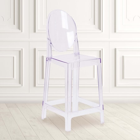 4PK Ghost Counter Stool with Oval Back in Crystal