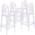 Ghost Transparent Crystal Barstool with Oval Back, PK4