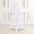 Ghost Counter Stool with Square Back in Transparent Crystal, PK4
