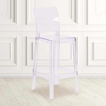 Ghost Barstool with Square Back in Transparent Crystal, PK4