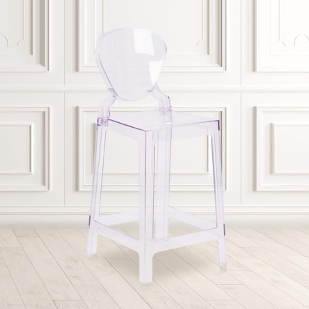 Ghost Counter Stool with Tear Back in Transparent Crystal, PK4