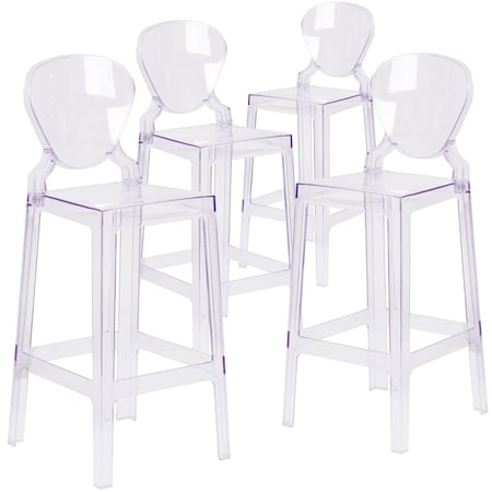 Ghost Barstool with Tear Back in Transparent Crystal, PK4