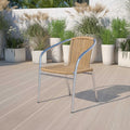 4PK Commercial Aluminum & Beige Rattan Stack Chair