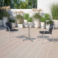 Commercial Aluminum and Black Rattan Stack Chair, PK4