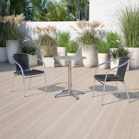 Commercial Aluminum and Black Rattan Stack Chair, PK4