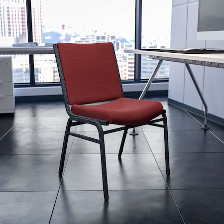 HERCULES Series Heavy Duty Burgundy Patterned Fabric Stack Chair, PK4