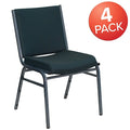 HERCULES Series Heavy Duty Green Patterned Fabric Stack Chair, PK4