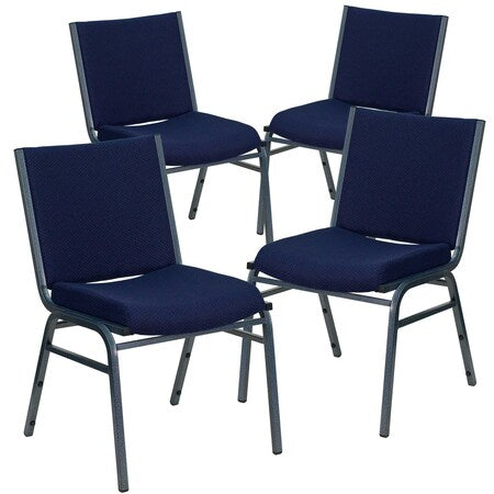 HERCULES Series Heavy Duty Navy Blue Dot Fabric Stack Chair, PK4