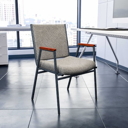 HERCULES Series Heavy Duty Gray Fabric Stack Chair with Arms, PK4