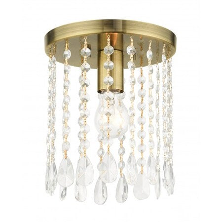 Antique Brass Petite Flush Mount,1 Light