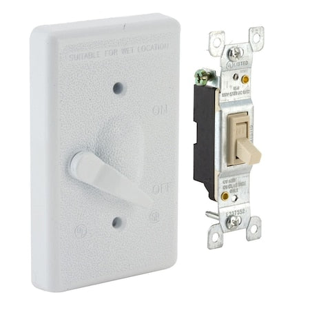 Box Cover, Switch Box Type, 1 Gang, Aluminum, Toggle Switch Cover Type