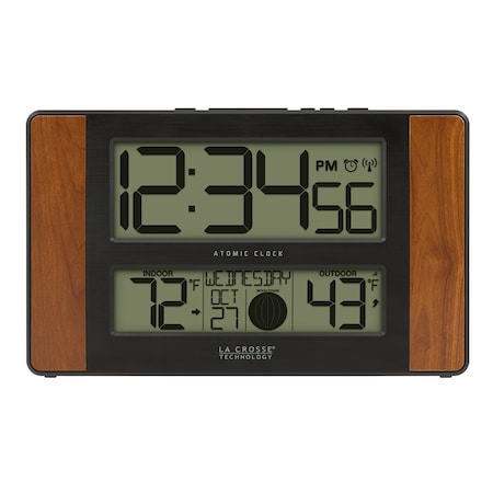 Atomic Dgtl Wall Clock,Temp/Moon Phase