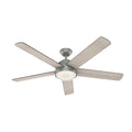 Decorative Ceiling Fan, 60 in Blade Dia, 5 Blades, 6 Speeds, 120, Matte Silver
