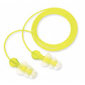 Tri-Flange Reusable Corded Ear Plugs, Fanged Shape, NRR 26 dB, M, Yellow/Clear, 100PK