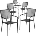 Black Steel Patio Arm Chair with Square Back, PK5
