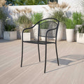 Black Steel Patio Arm Chair with Round Back, PK5