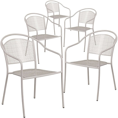 Light Gray Steel Patio Arm Chair with Round Back, PK5