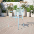 5PK Sky Blue Steel Patio Arm Chair with Round Back
