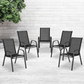 Black Outdoor Stack Chair w/ Flex Material, PK5