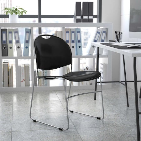 Black Stack Chair-Chrome Frame, PK5