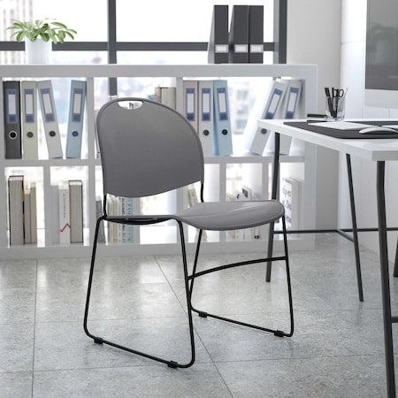 Gray Stack Chair-Black Frame, PK5
