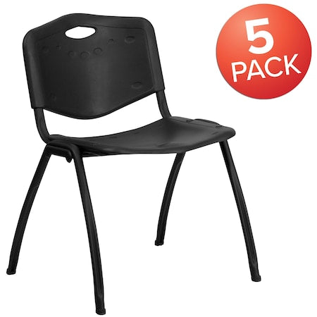 HERCULES Series 880 lb. Capacity Black Plastic Stack Chair, PK5