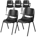 Black Ergonomic Shell Chair with Left Handed Flip-Up Tablet Arm, PK5