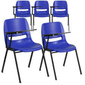 Blue Ergonomic Shell Chair with Right Handed Flip-Up Tablet Arm, PK5