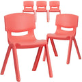 Red Plastic Stackable School Chair with 13.25" Seat Height, PK5