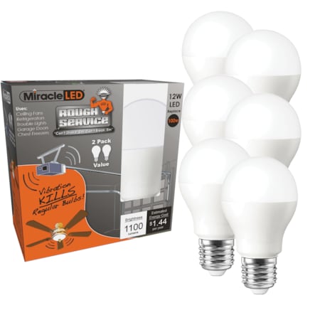 Rough Service MAX LED Bulb Vibration Resistant Replace 100W, PK6