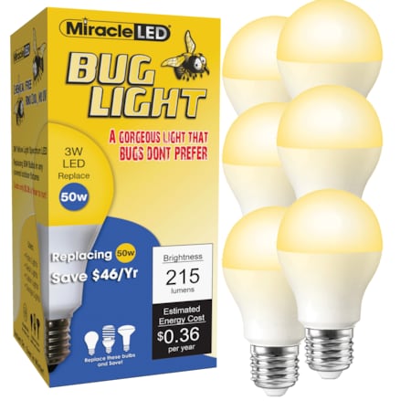3W Low Profile LED Bug Light Amber Glow Replace 50W, PK6